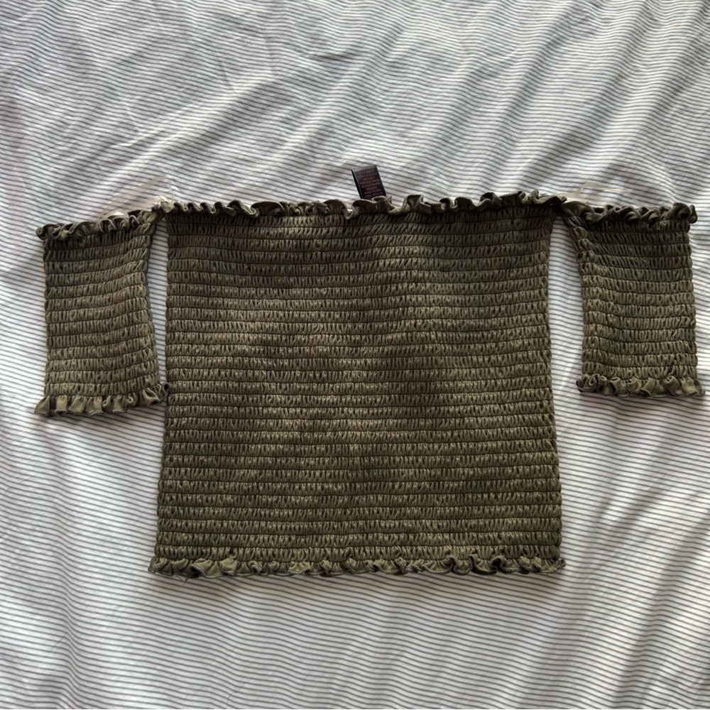 Hot Kiss Medium Green Off the Shoulder Top